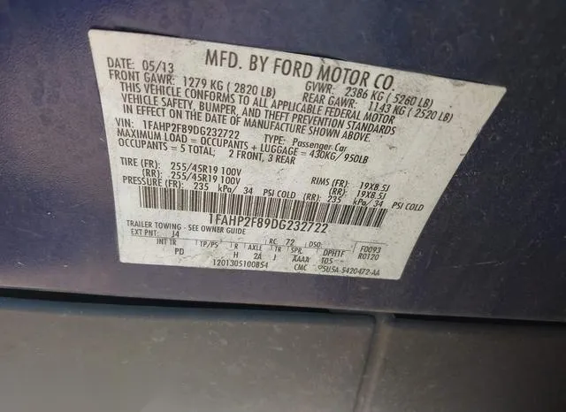 1FAHP2F89DG232722 2013 2013 Ford Taurus- Limited 9