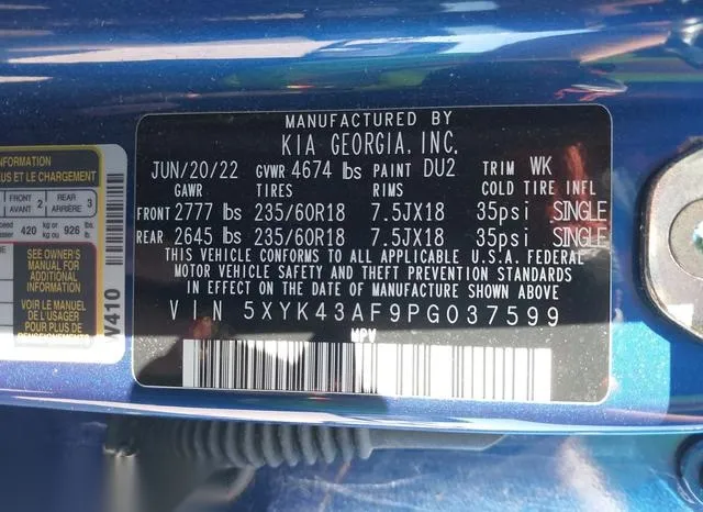 5XYK43AF9PG037599 2023 2023 KIA Sportage- SX 9