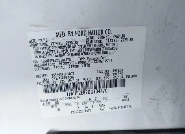 1FAHP2E82DG104470 2013 2013 Ford Taurus- Sel 9