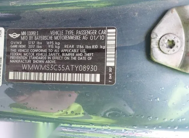 WMWMS3C55ATY08930 2010 2010 Mini Cooper S 9