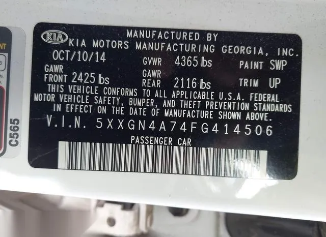 5XXGN4A74FG414506 2015 2015 KIA Optima- EX 9