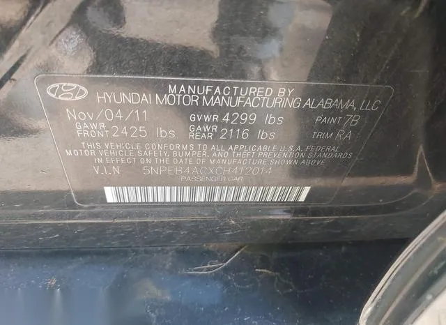 5NPEB4ACXCH412014 2012 2012 Hyundai Sonata- Gls 9