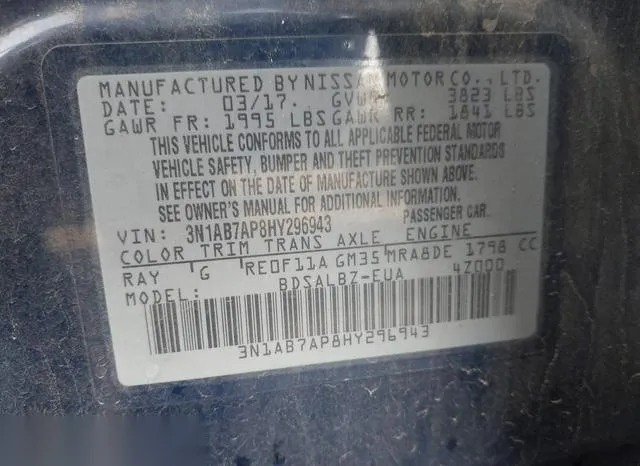 3N1AB7AP8HY296943 2017 2017 Nissan Sentra- S 9