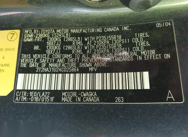 2T2HA31U24C025864 2004 2004 Lexus RX- 330 9