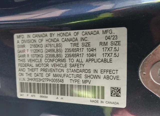 2HKRS3H27PH305548 2023 2023 Honda CR-V- Lx 2Wd 9