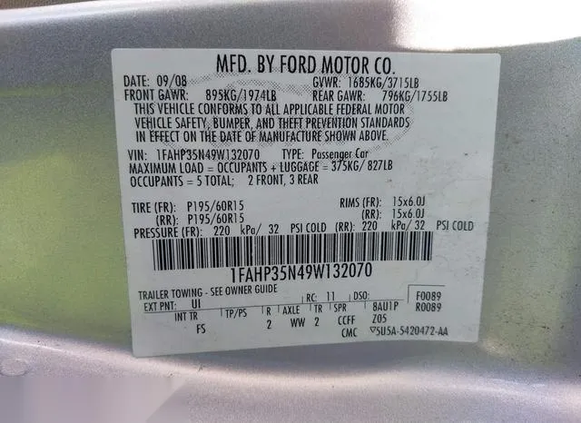 1FAHP35N49W132070 2009 2009 Ford Focus- SE 9