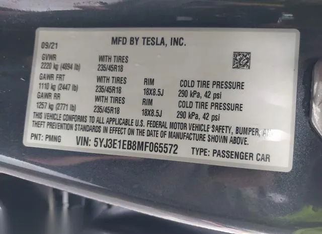 5YJ3E1EB8MF065572 2021 2021 Tesla Model 3- Long Range Dual 9