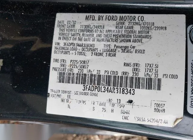 3FADP0L34AR318343 2010 2010 Ford Fusion- Hybrid 9