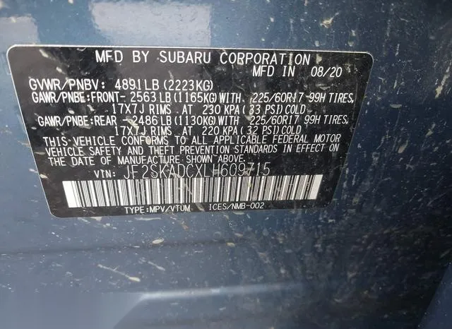 JF2SKADCXLH609715 2020 2020 Subaru Forester 9