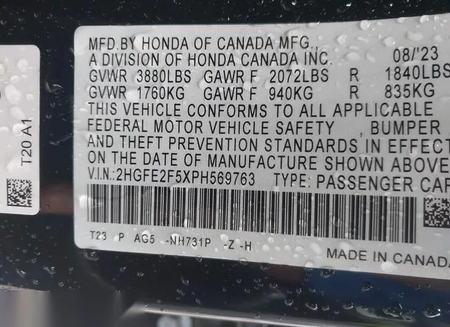 2HGFE2F5XPH569763 2023 2023 Honda Civic- Sport 9