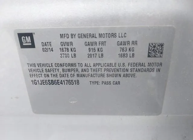 1G1JE6SB6E4176518 2014 2014 Chevrolet Sonic- Ltz Auto 9