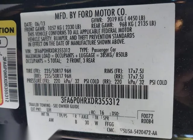 3FA6P0HRXDR355312 2013 2013 Ford Fusion- SE 9