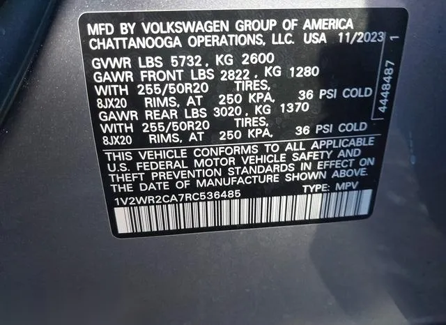 1V2WR2CA7RC536485 2024 2024 Volkswagen Atlas- 2-0T Se W/Tec 9