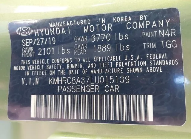 KMHRC8A37LU015139 2020 2020 Hyundai Venue- Sel 9