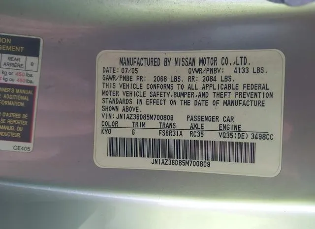 JN1AZ36D85M700809 2005 2005 Nissan 350Z- Enthusiast 9