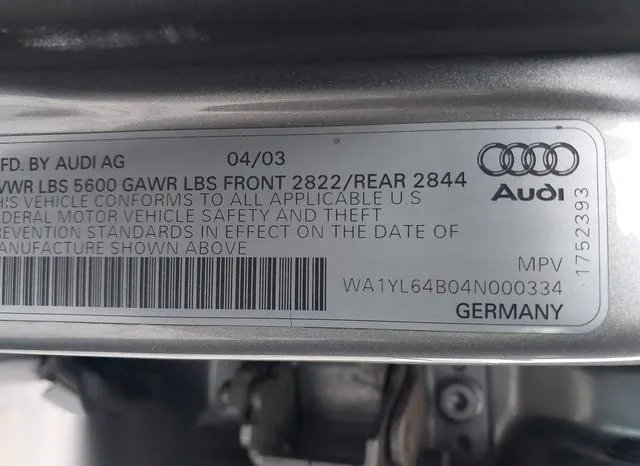 WA1YL64B04N000334 2004 2004 Audi Allroad- 4-2 9