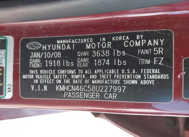 KMHCN46C58U227997 2008 2008 Hyundai Accent- Gls 9