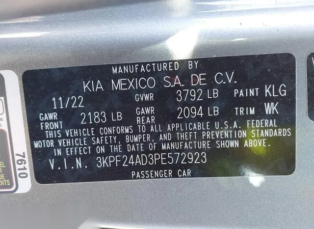 3KPF24AD3PE572923 2023 2023 KIA Forte- Lxs 9