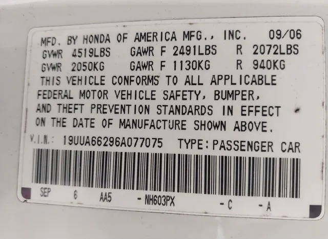 19UUA66296A077075 2006 2006 Acura TL 9