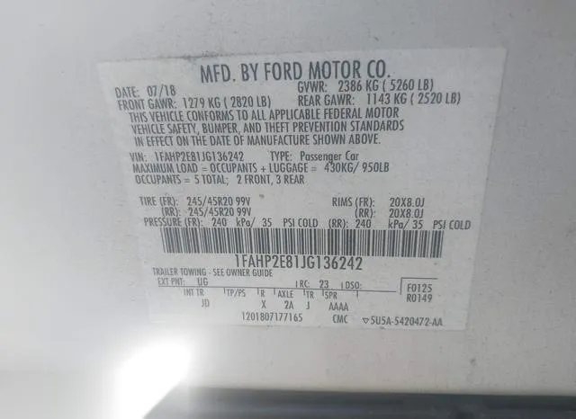 1FAHP2E81JG136242 2018 2018 Ford Taurus- Sel 9