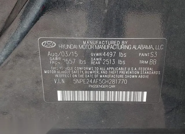 5NPE24AF5GH281770 2016 2016 Hyundai Sonata- SE 9