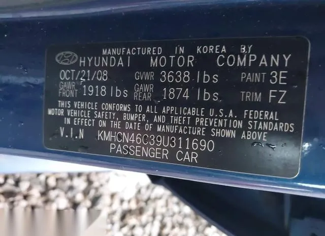 KMHCN46C39U311690 2009 2009 Hyundai Accent- Gls 9