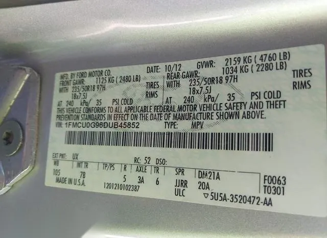 1FMCU0G96DUB45852 2013 2013 Ford Escape- SE 9