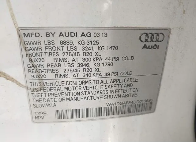 WA1DGAFE4DD013686 2013 2013 Audi Q7- 3-0T S Line Prestige 9