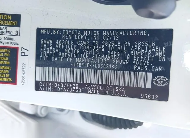 4T1BF1FKXDU662183 2013 2013 Toyota Camry- SE 9