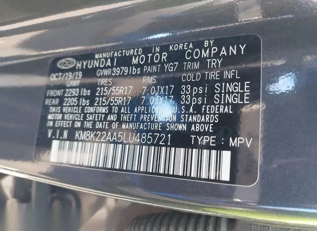 KM8K22AA5LU485721 2020 2020 Hyundai Kona- Sel 9