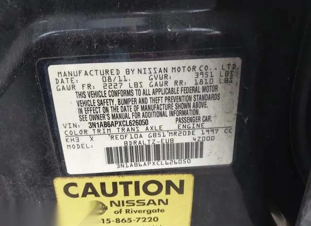 3N1AB6APXCL626050 2012 2012 Nissan Sentra- 2-0 SR 9