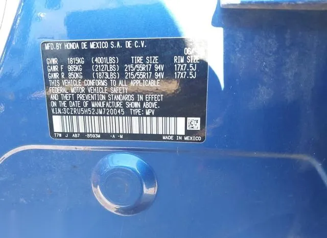 3CZRU5H52JM720045 2018 2018 Honda HR-V- EX 9