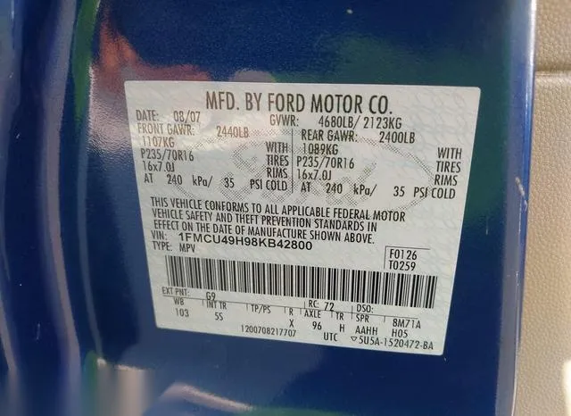 1FMCU49H98KB42800 2008 2008 Ford Escape Hybrid 9