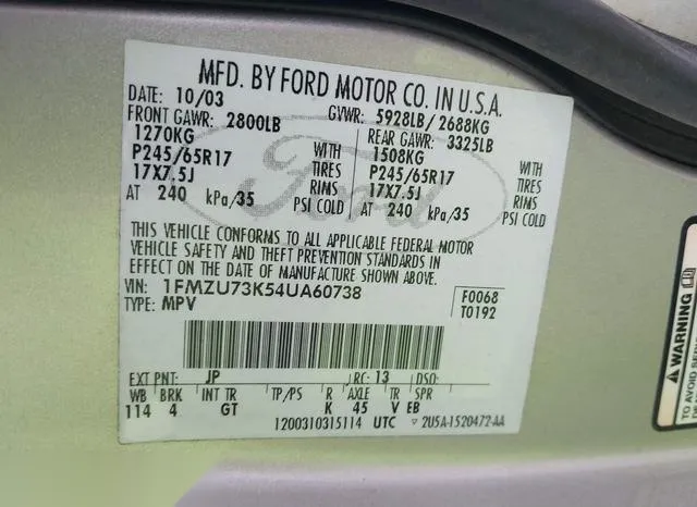 1FMZU73K54UA60738 2004 2004 Ford Explorer- Nbx/Xlt 9