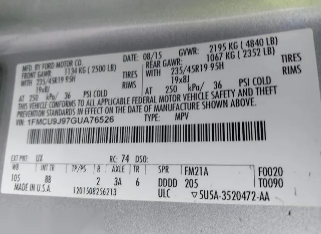 1FMCU9J97GUA76526 2016 2016 Ford Escape- Titanium 9