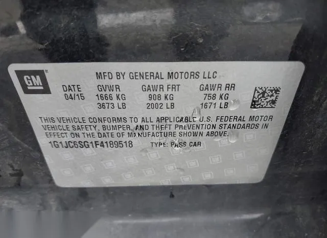 1G1JC6SG1F4189518 2015 2015 Chevrolet Sonic- Lt Auto 9