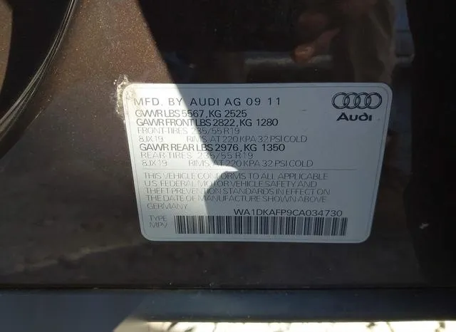 WA1DKAFP9CA034730 2012 2012 Audi Q5- 3-2 Premium Plus 9