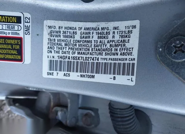 1HGFA165X7L027474 2007 2007 Honda Civic- LX 9