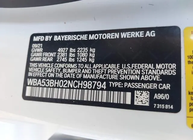 WBA53BH02NCH98794 2022 2022 BMW 5 Series- 530 I 9