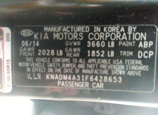 KNADM4A31F6428653 2015 2015 KIA Rio- LX 9