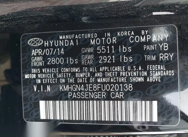 KMHGN4JE8FU020138 2015 2015 Hyundai Genesis- 3-8 9