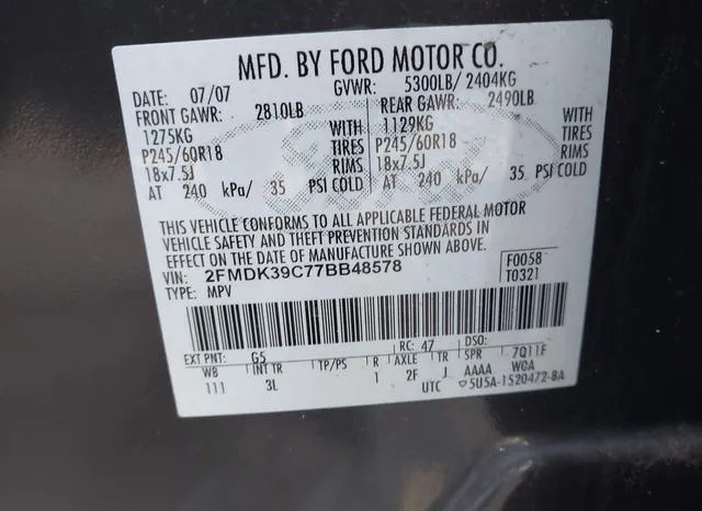 2FMDK39C77BB48578 2007 2007 Ford Edge- Sel Plus 9