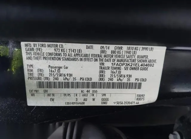 1FADP3K21EL404692 2014 2014 Ford Focus- SE 9