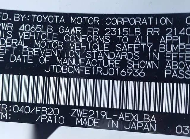 JTDBCMFE1RJ016936 2024 2024 Toyota Corolla- Hybrid Le 9