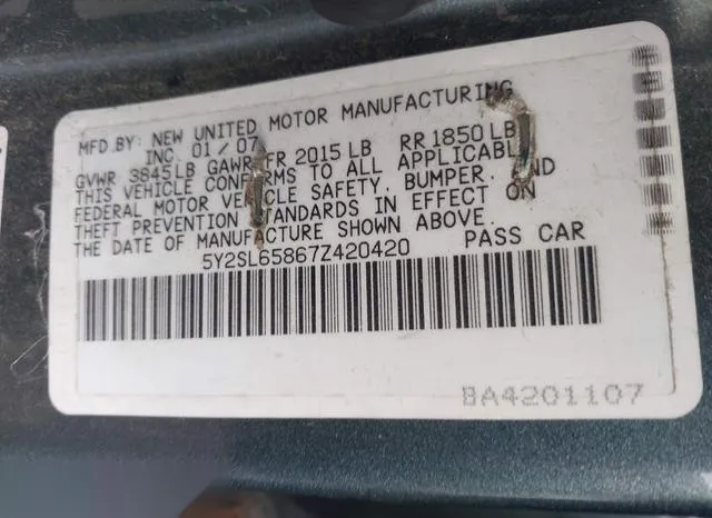 5Y2SL65867Z420420 2007 2007 Pontiac Vibe 9