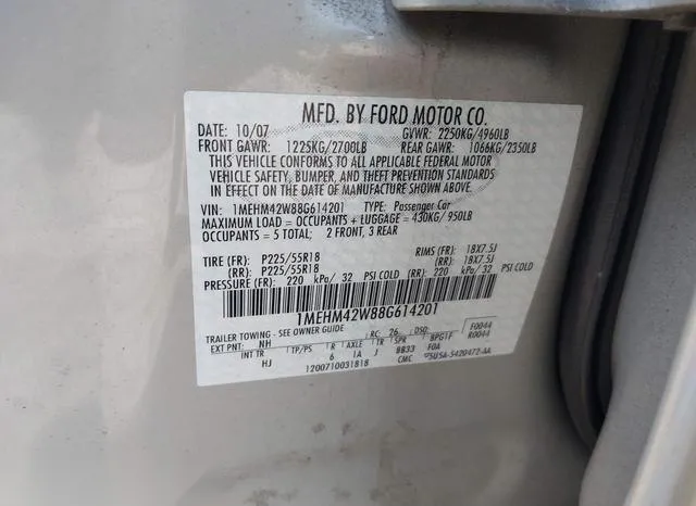 1MEHM42W88G614201 2008 2008 Mercury Sable- Premier 9