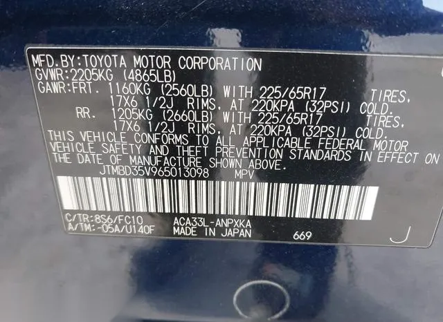 JTMBD35V965013098 2006 2006 Toyota RAV4 9