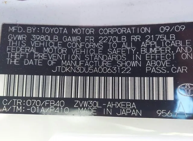 JTDKN3DU5A0063122 2010 2010 Toyota Prius- II 9