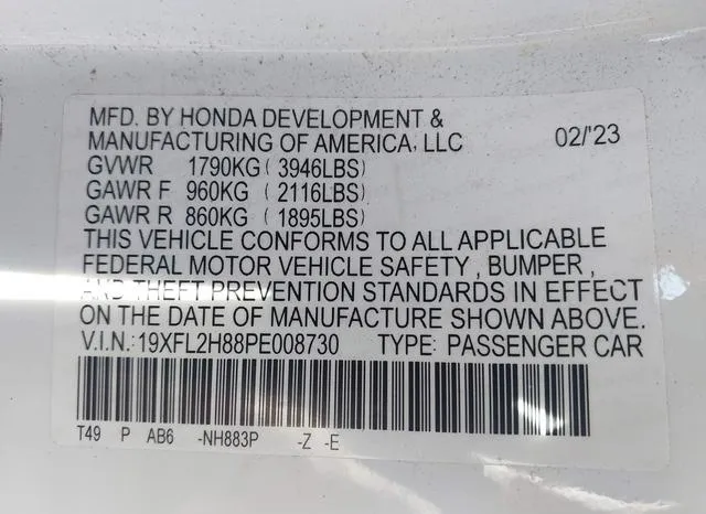 19XFL2H88PE008730 2023 2023 Honda Civic- Sport 9