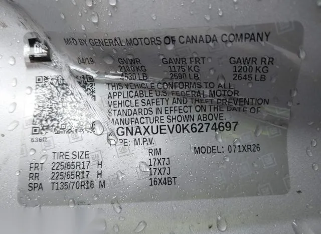 2GNAXUEV0K6274697 2019 2019 Chevrolet Equinox- LT 9